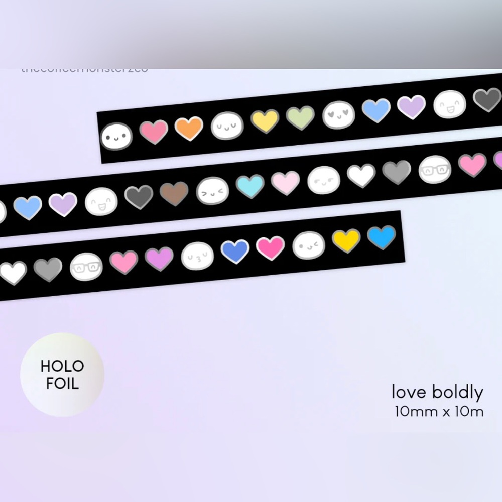 🆕 TheCoffeeMonsterzCo Love Boldly Washi Tape - 10mm
